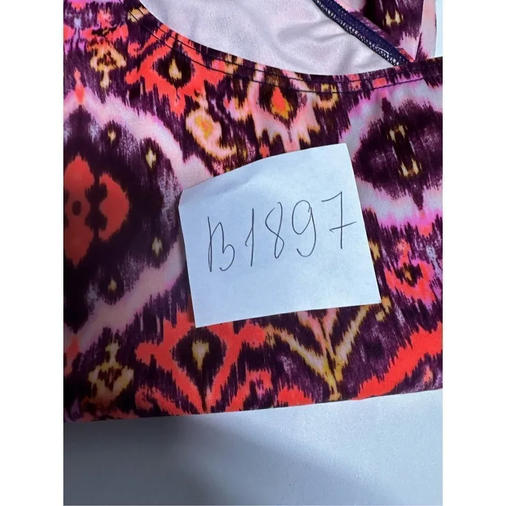 Victoria's Secret Red Pink Paisley One Shoulder Side Lace Up One Piece Swimsuit